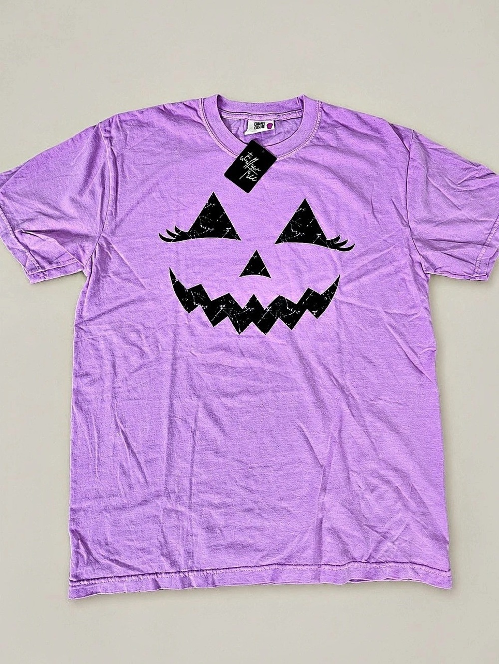 Comfort Colors Halloween Pumpkin Graphic Tee Purple Large NWT
